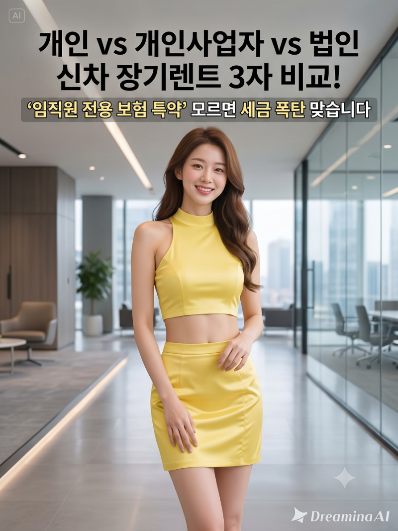 개인 vs 개인사업자 vs 법인 신차 장기렌트 3자 비교! '임직원 전용 보험 특약' 모르면 세금 폭....