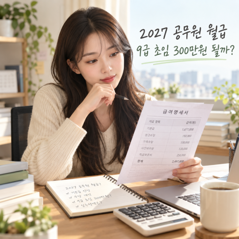 2027 공무원 월급, 9급 초임 300만원? 기본급은 따로 봐야 해요