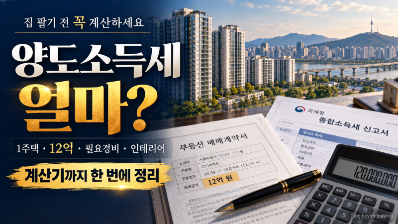 양도소득세 계산 어떻게 할까?｜1가구 1주택 비과세·12억·인테리어 필요경비 총정리