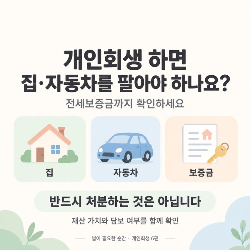 개인회생 하면 집과 자동차를 팔아야 하나요? 전세보증금까지｜6편