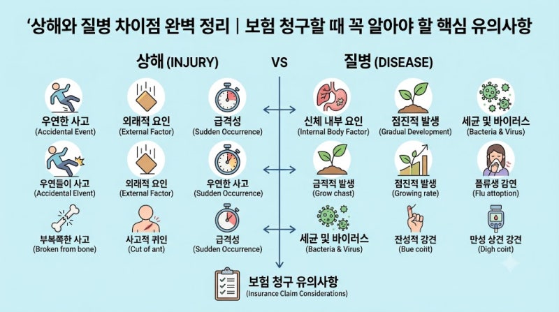 상해와 질병 차이점 완벽 정리 보험 청구할 때 꼭 알아야 할 핵심 유의사항