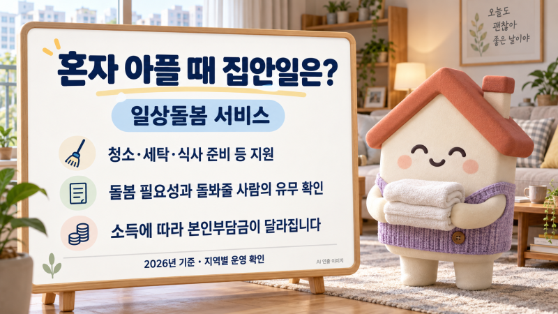 혼자 아플 때 집안일은?｜일상돌봄 서비스 대상과 본인부담금