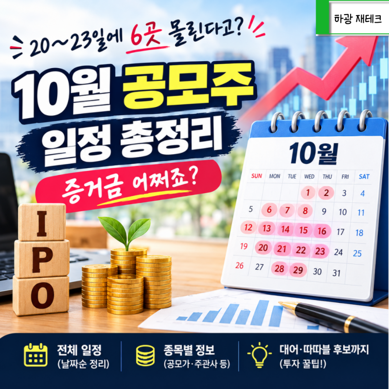 "15곳 몰렸다고?" 10월 공모주 청약 일정 총정리, 따따블 후보는?