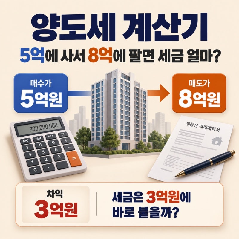 양도세 계산기, 8억에 팔면 세금 얼마? 계산 순서부터 보세요