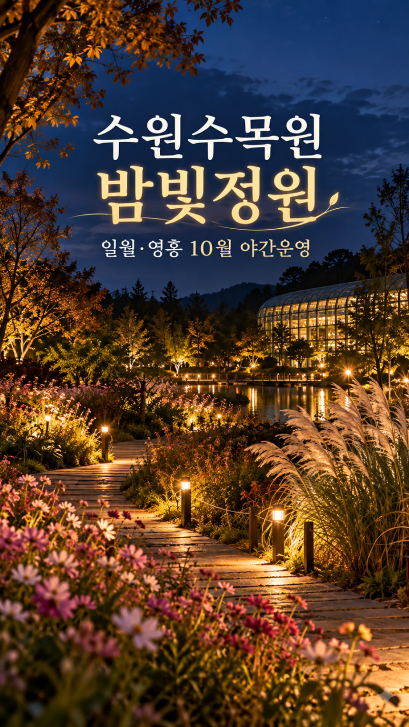 수원수목원 밤빛정원 언제 갈까?｜일월·영흥수목원 10월 야간운영·예약 정보