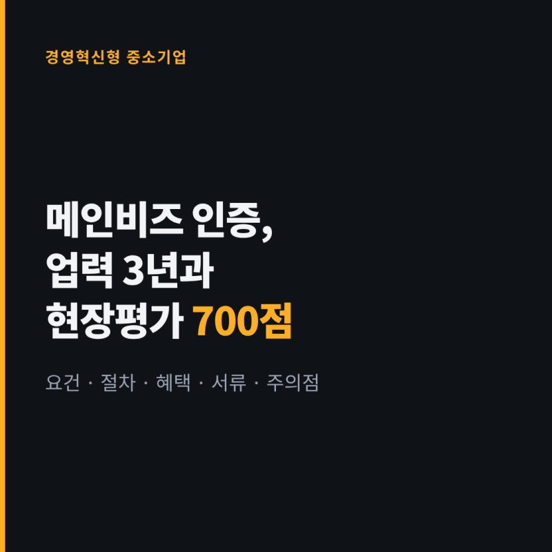 메인비즈 인증 요건 700점과 혜택 총정리