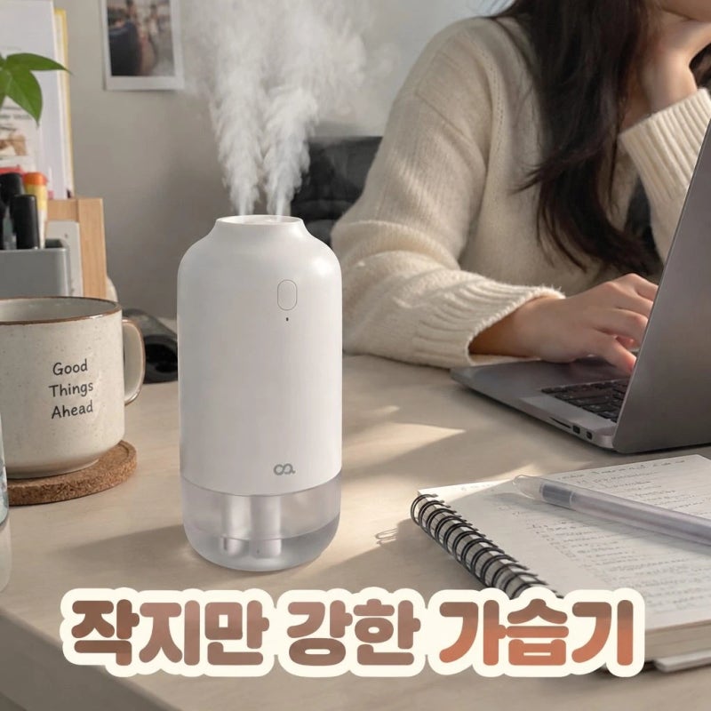 [사무실 필수템]오아 듀얼미스트 무선 미니 가습기 사무실 책상 차량용 추천