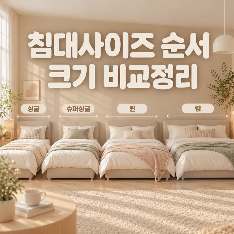 침대 사이즈 순서 싱글 슈퍼싱글 퀸 킹 크기 비교 정리