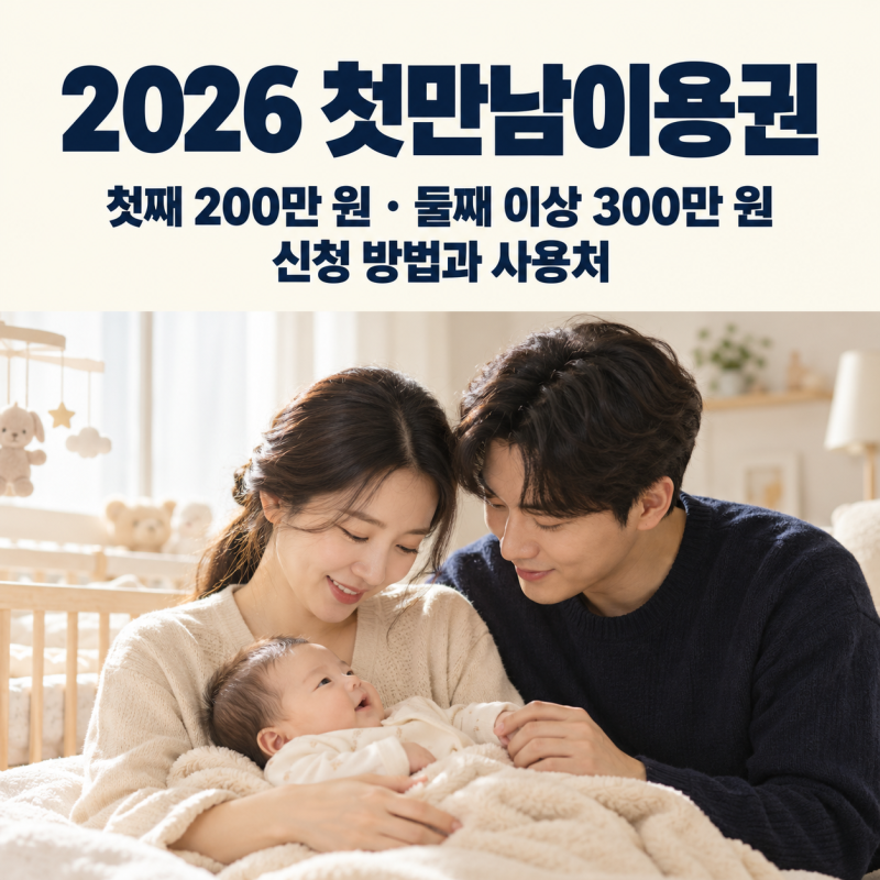 2026 첫만남이용권, 첫째 200만원 둘째 300만원 신청과 사용처