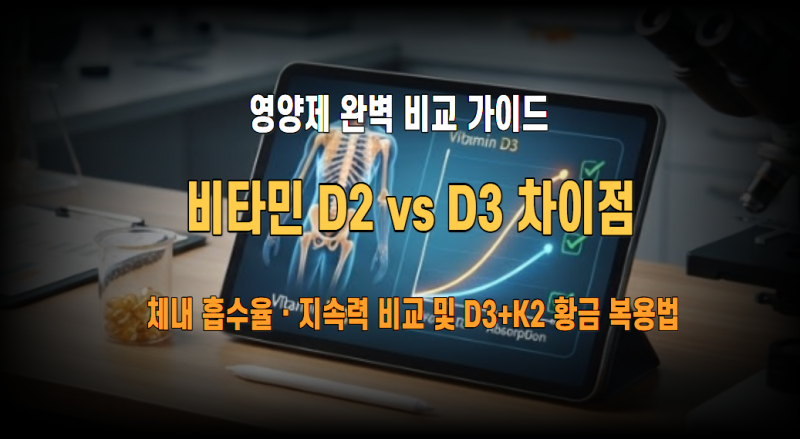 비타민D2 vs D3, 어떤 게 더 효과적일까? 체내 흡수율·지속 시간·원료 차이 및 혈관 석회화 막....
