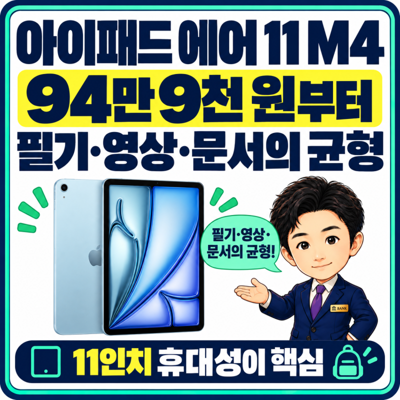 아이패드 에어 M4, 11인치와 13인치 중 정답은?