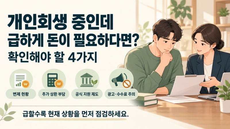 개인회생 인가 후 변제금 밀리지 않았다면, 급전이 필요할 때 살펴볼 길