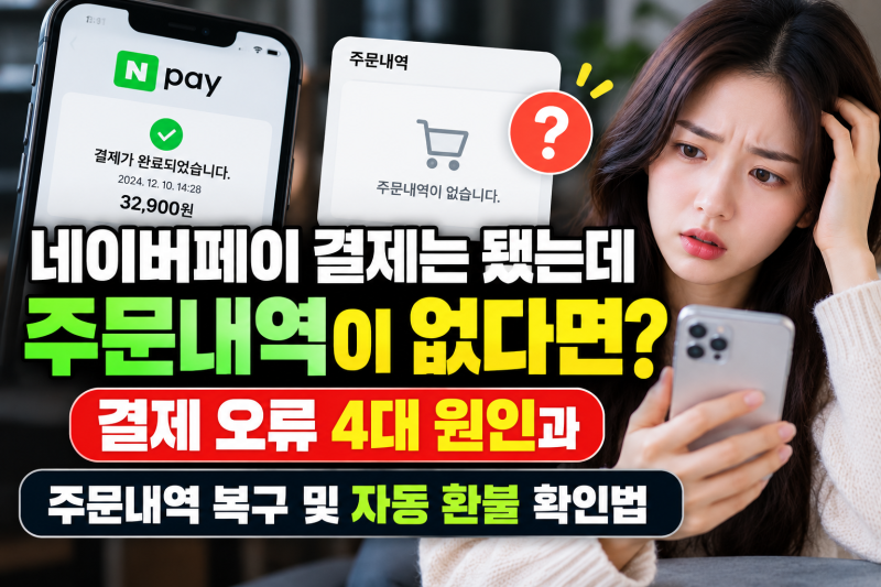 네이버페이 결제는 됐는데 주문내역이 없다면? 먼저 확인할 것! 네이버페이 결제 오류 4대 원....
