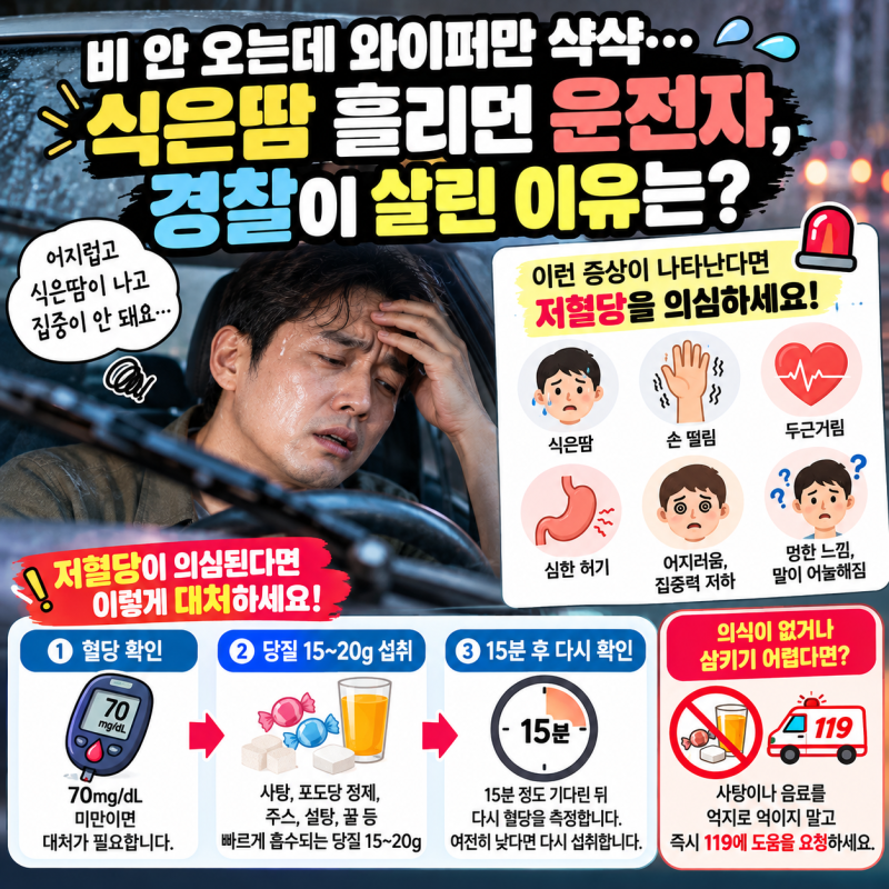 저혈당 증상은? 식은땀·손 떨림 나타날 때 응급처치 방법
