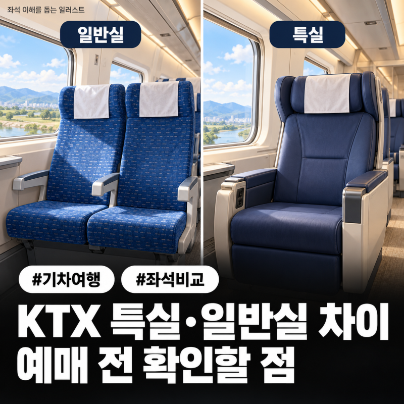 KTX 특실 일반실 차이, 예매 전 확인할 점