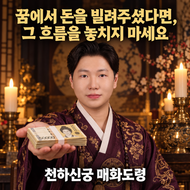 꿈에서 돈을 빌려주셨다면, 그 흐름을 놓치지 마세요 — 천하신궁 매화도령의 돈을빌려주는....