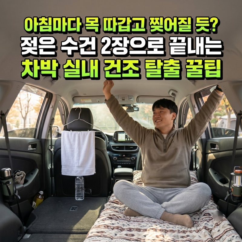 비싼 전용 가습기 없이 끝낸다! 젖은 수건 2장으로 끝내는 차박 건조 탈출 꿀팁