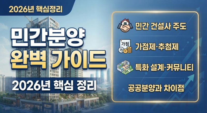 민간분양의 개념부터 공공분양과의 차이점, 청약 자격 조건까지 핵심 내용을 한눈에 정리해 ....