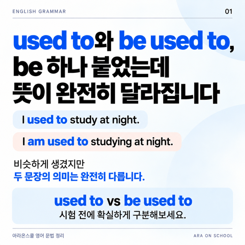 used to vs be used to 차이 총정리｜뜻·문장 구조·시험 구분법 | 자기주도학습 1위 아라온스쿨
