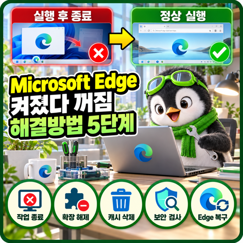 Microsoft Edge 실행 안 됨 켜졌다 바로 꺼짐 해결방법 5가지