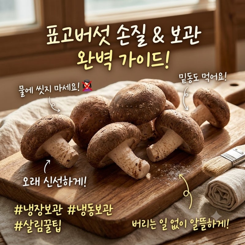 표고버섯 보관법 세척 여부부터 밑동의 비밀, 냉장·냉동 보관 및 곰팡이 방지 꿀팁 총정리