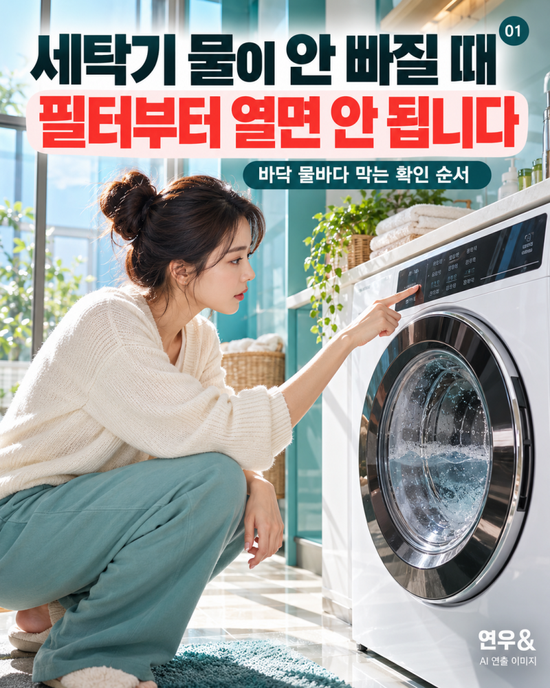 세탁기 OE·5C 에러, 물부터 빼고 필터 청소하는 법세탁기 배수가 안 돼요｜호스·하수구·배수....