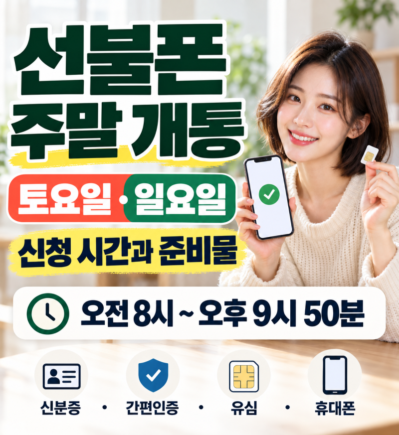선불폰 주말 개통, 토요일·일요일 신청 시간과 준비물 정리