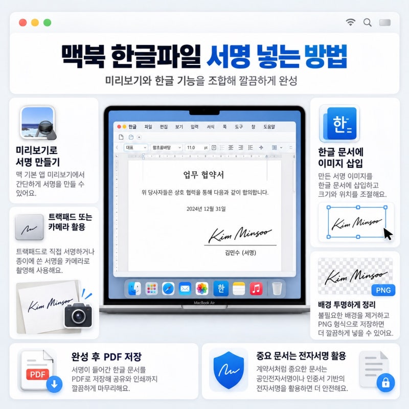 맥북 한글파일 서명 하는 방법 초보도 가능