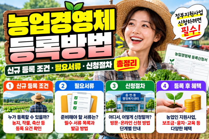 농업경영체 등록방법｜신규 등록 조건·필요서류와 신청절차 총정리