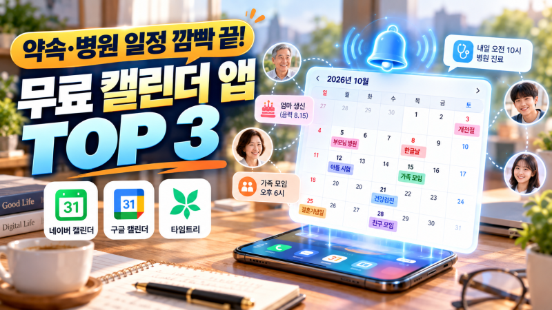"중요한 약속·병원 일정 깜빡하셨나요?" 405060을 위한 무료 스케줄·캘린더 앱 추천 TOP 3 (네이....