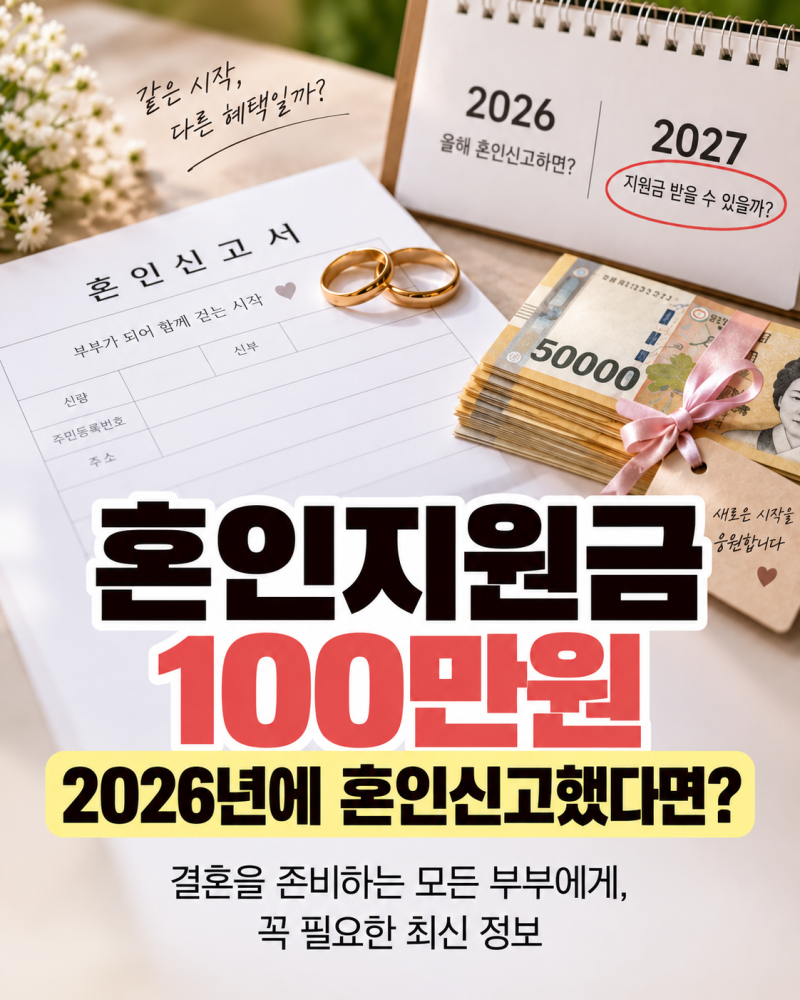 2026년 혼인신고하면 2027년 혼인지원금 100만원 못 받을까?