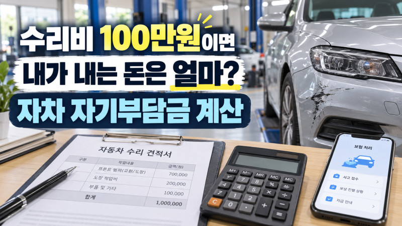 자동차보험 자차 자기부담금 계산｜수리비 50만·100만·300만원이면 얼마 낼까?