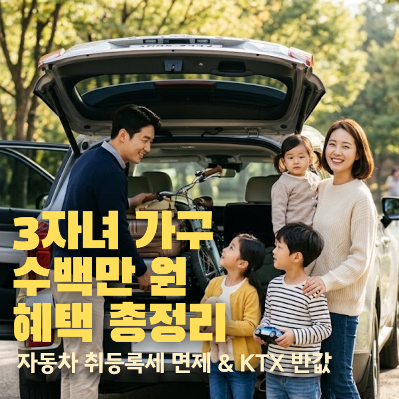 2026 수백만 원 아끼는 다자녀 혜택 | 자동차 취득세 감면부터 공과금·KTX 반값까지 완벽 정리