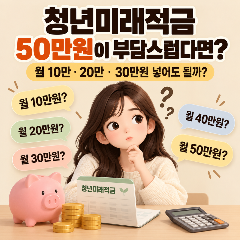 청년미래적금 50만원이 부담스럽다면?｜월 10만·20만·30만원 넣어도 될까
