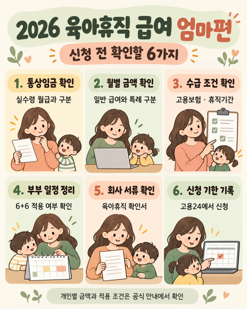 2026 육아휴직 급여 엄마는 얼마나 받을까? 월별 금액·신청방법 정리