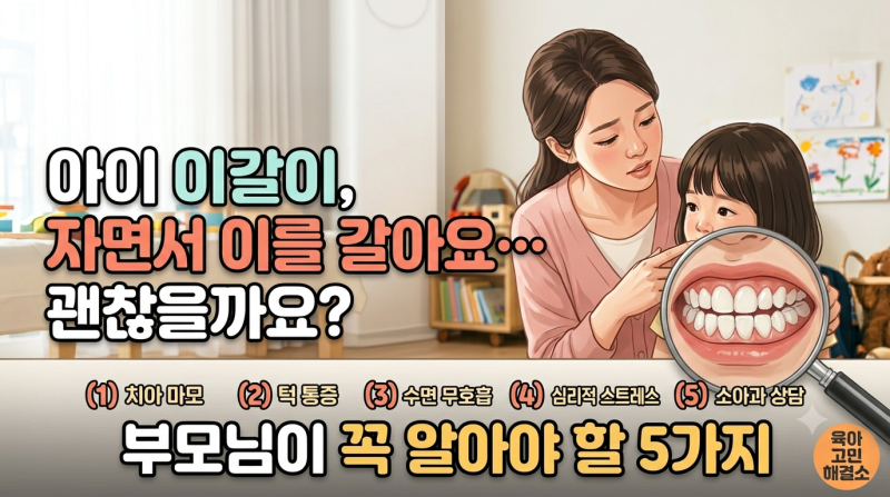 아이 이갈이, 자면서 이를 갈아요… 괜찮을까요? 부모님이 꼭 알아야 할 5가지