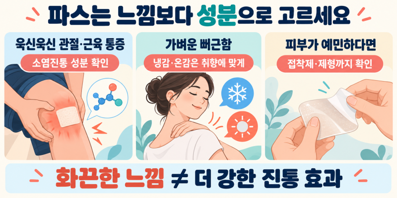 파스, 무조건 센 게 좋을까요? 통증·피부·붙일 부위에 맞춰 고르세요