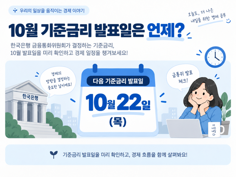 026년 10월 기준금리 발표일 언제? 3% 동결 인상 전망과 대출금리 영향