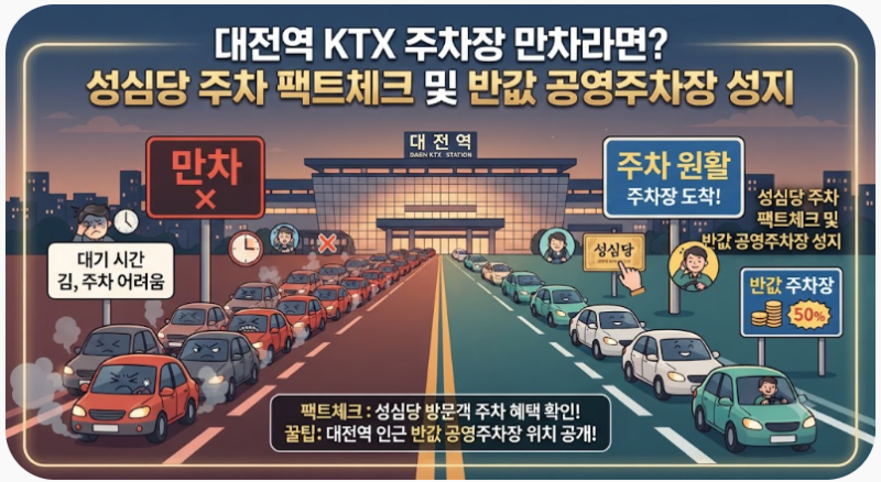 대전역 KTX 주차장 만차라면? 성심당 주차 팩트체크 및 반값 공영주차장 성지