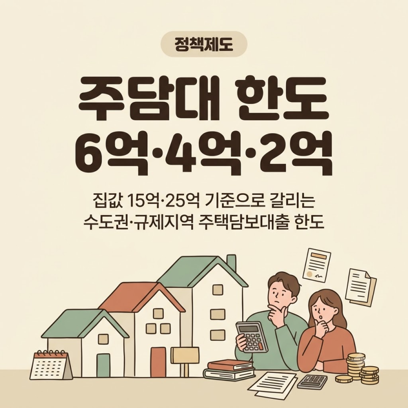 주택담보대출 한도 15억·25억 구간별 정리 2026, 6억·4억·2억은 어떻게 갈리나