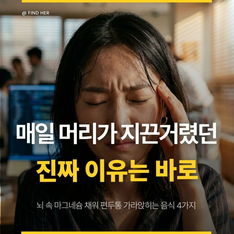 "머리가 매일 지끈거렸던 진짜 이유가..." 뇌 속 마그네슘 채워 편두통 가라앉히는 음식 4가지