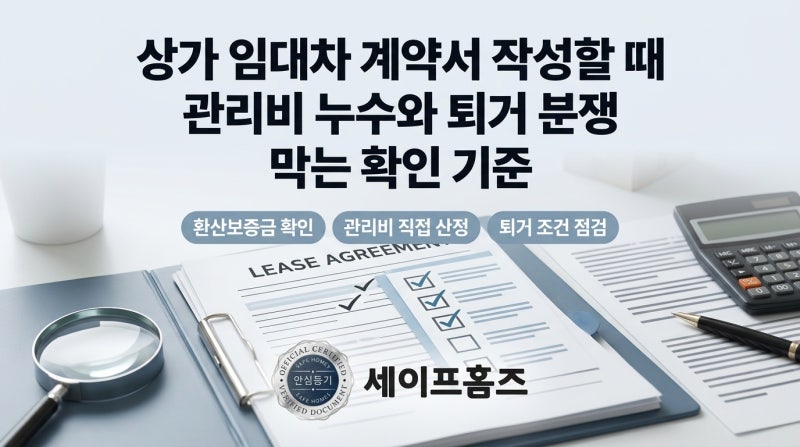 상가 임대차 계약서 작성할 때 관리비 누수와 퇴거 분쟁 막는 확인 기준