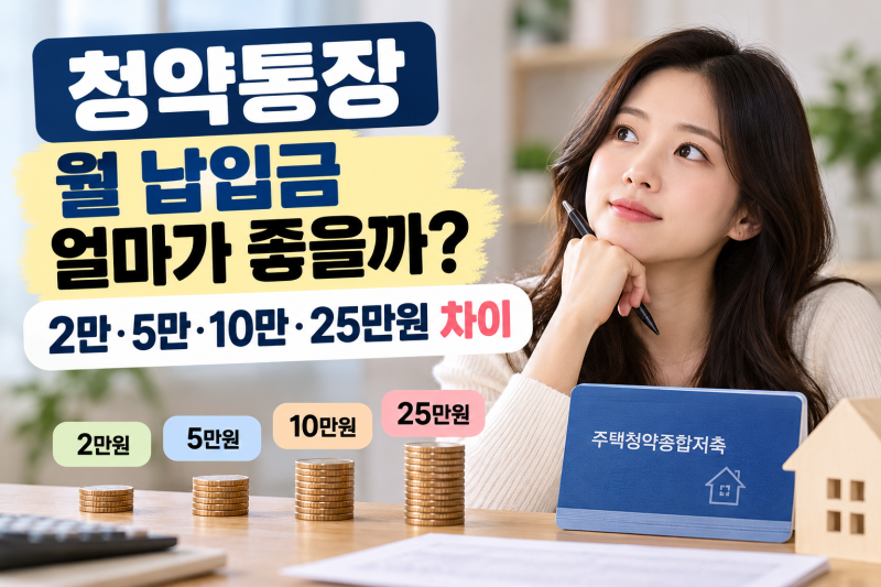 청약통장 월 납입금 얼마가 좋을까? 2만·5만·10만·25만원 차이