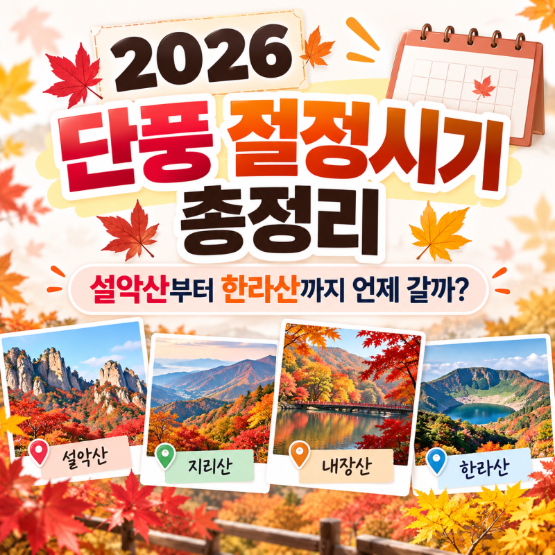 2026 단풍 절정시기 총정리｜설악산·지리산·내장산·한라산 언제 갈까?