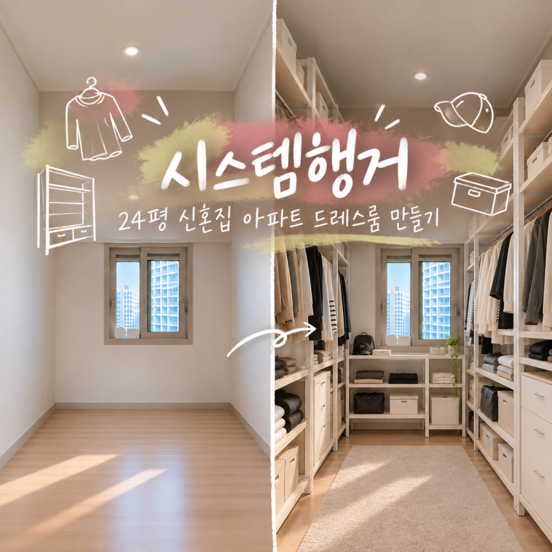24평 신혼집 아파트 드레스룸 만들기, 작은방 스피드랙 시스템행거로 옷방 만들기