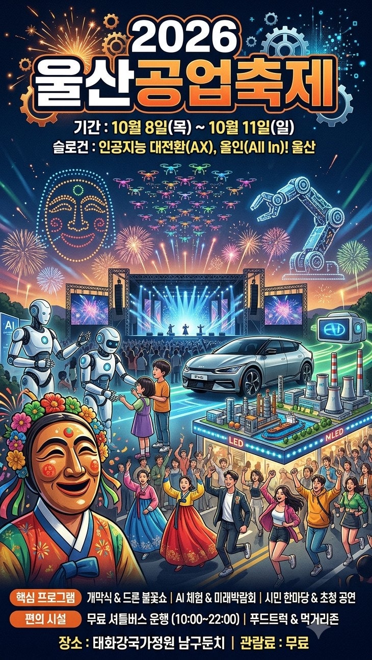 2026 울산공업축제 | 기본정보부터 셔틀버스 위치·주차·푸드트럭 ·일정·먹거리·불꽃쇼