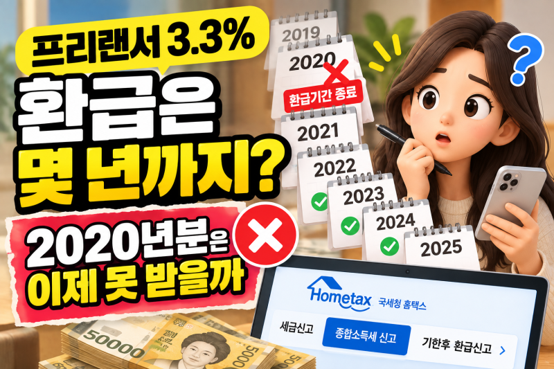 프리랜서 3.3% 환급은 몇 년 전까지? 2020년분은 왜 이제 못 받을까