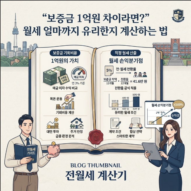 “보증금 1억원 차이라면?” 월세 얼마까지 유리한지 계산하는 법