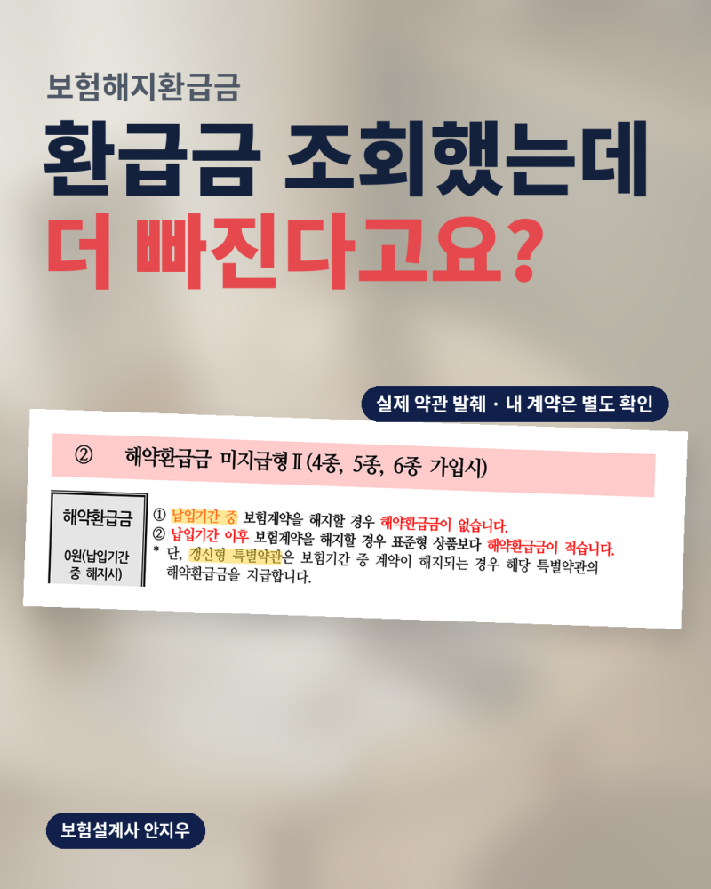 보험해지환급금, 무해지라 포기했는데 갱신특약엔 받을 돈이 있을 수 있다?