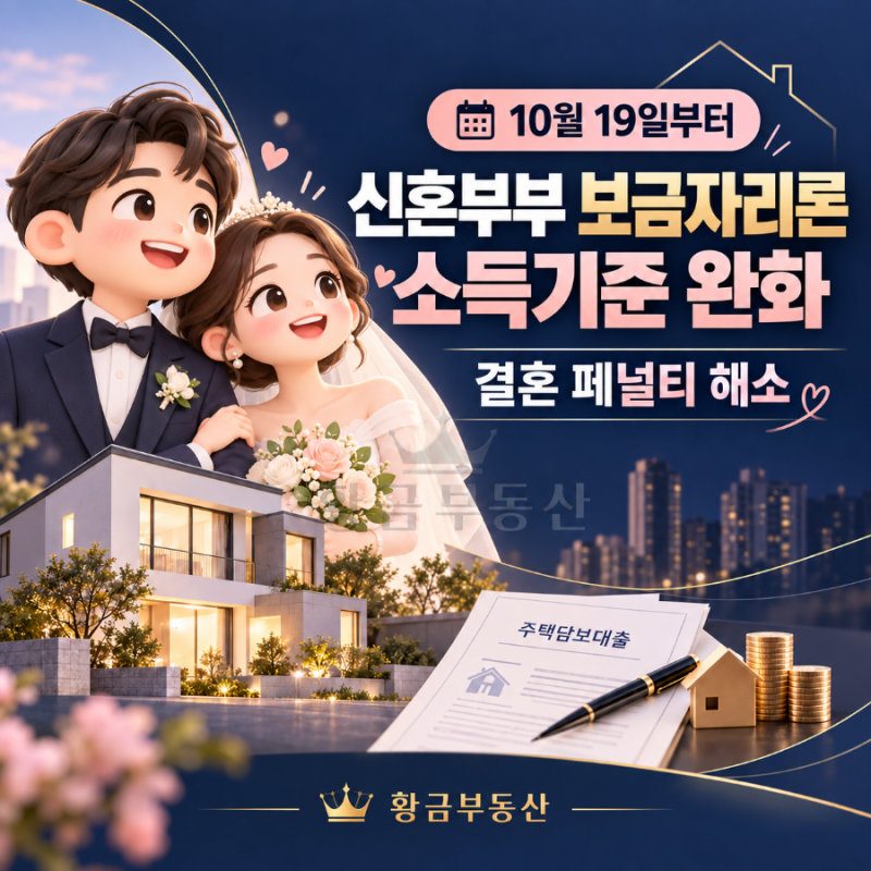신혼부부 보금자리론 소득기준 완화｜결혼 페널티 해소 (10월 19일부터)